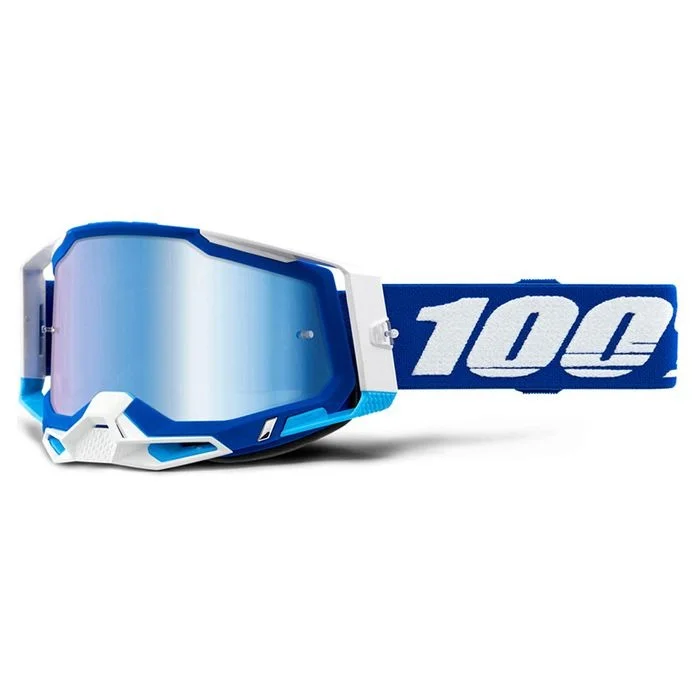 bicycle rust flexibility-100% RACECRAFT 2 BLUE GOGGLE - BLUE MIRROR LENS