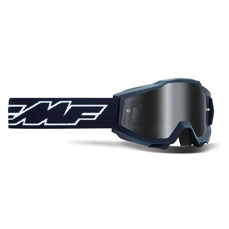 bicycle cleat durability-FMF POWERBOMB YOUTH GOGGLE - ROCKET BLACK (MIRROR SILVER)