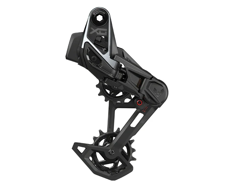 bicycle lever signal-SRAM X0 EAGLE T-TYPE AXS REAR DERAILLEUR - 12-SPEED, 52T MAX, (BATTERY NOT INCLUDED), WHEEL AXLE MOUNT, ALUMINUM CAGE, BLACK/SILVER