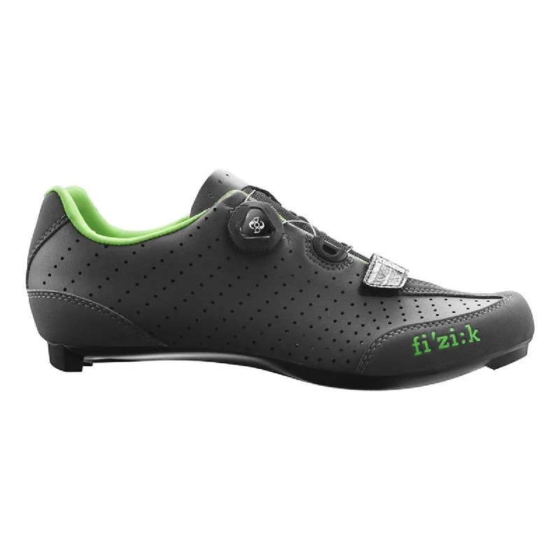 bicycle cleat signal-Fizik R3 UOMO BOA Road Cycling Shoes Anthracite/Green Size 40