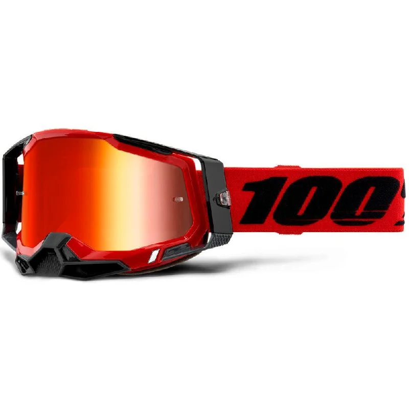 bicycle seatpost durability-100% RACECRAFT 2 GOGGLE - RED (RED MIRROR)